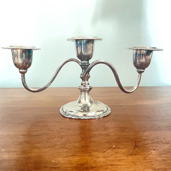 Vintage 3-Arm Silverplate Candelabra by Benedict Proctor  12” Wide Candle Holder - Picture 13 of 13